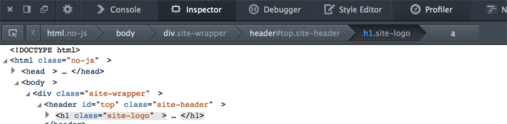 В Firebug, Firefox і Safari список відображається у верхній частині DOM-інспектора
