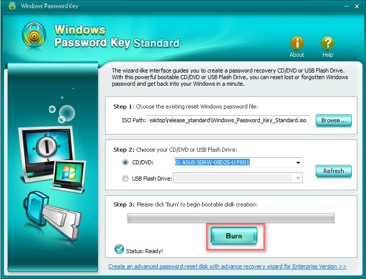 Завантажте заблокований комп'ютер з новоствореного диска, щоб скинути забутий пароль