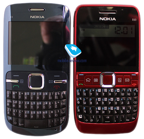 Порівняння з Nokia E63: