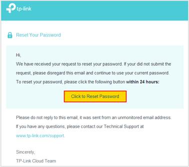 Відкрийте лист із запитом на відновлення пароля і натисніть Скинути пароль (Click to Reset Password)